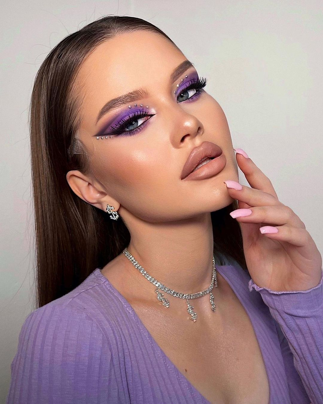 Purple glam makeup